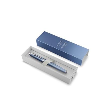 PARKER IM RITUAL BLUE CHROME TRIM ROLLERBALL PEN MEDIUM BLACK TB