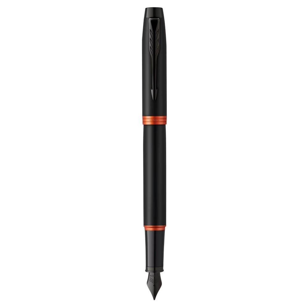 PARKER IM VIBRANT RING FLAME ORANGE BLACK TRIM FOUNTAIN PEN FINE+CONVERTER TB