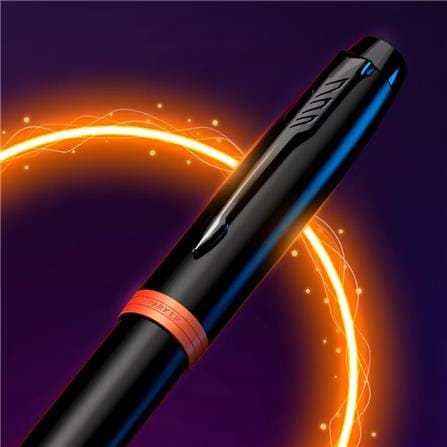 PARKER IM VIBRANT RING FLAME ORANGE BLACK TRIM FOUNTAIN PEN FINE+CONVERTER TB