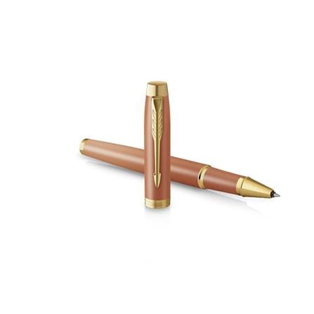 PARKER IM RITUAL ORANGE GOLD TRIM ROLLERBALL PEN PEN MEDIUM BLACK TB