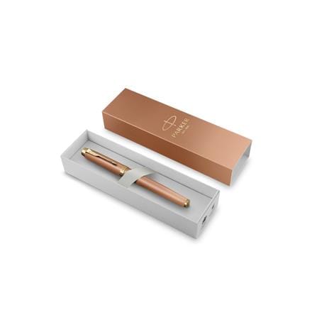 PARKER IM RITUAL ORANGE GOLD TRIM ROLLERBALL PEN PEN MEDIUM BLACK TB