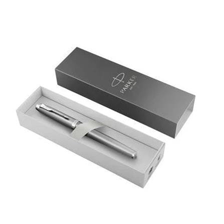 PARKER IM RITUAL GREY CHROME TRIM ROLLERBALL PEN MEDIUM BLACK TB
