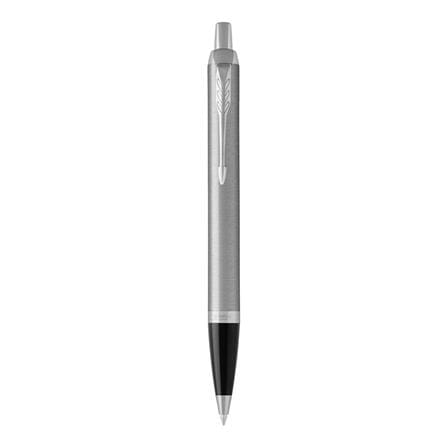 PARKER IM BRUSHED METAL STAINLESS STEEL C.TRIM BALLPOINT PEN MEDIUM BLACK TB