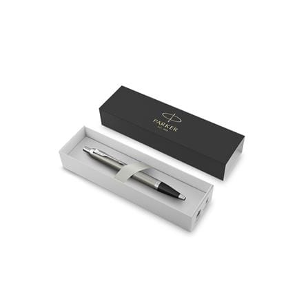 PARKER IM BRUSHED METAL STAINLESS STEEL C.TRIM BALLPOINT PEN MEDIUM BLACK TB