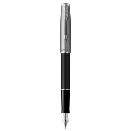 PARKER SONNET BLACK SANDBLASTED CHROME TRIM FOUNTAIN PEN FINE TB