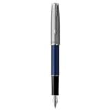 PARKER SONNET BLUE SANDBLASTED CHROME TRIM FOUNTAIN PEN FINE TB