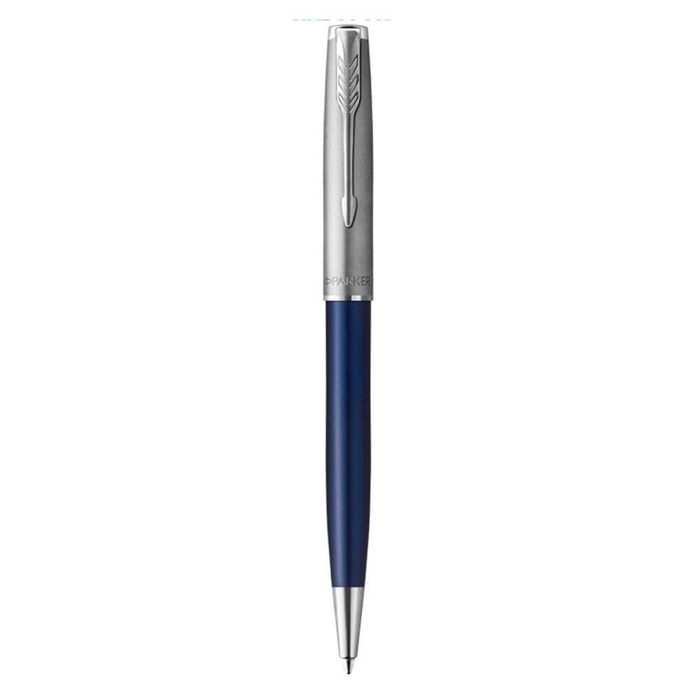 PARKER SONNET BLUE SANDBLASTED CHROME TRIM BALLPOINT PEN MEDIUM BLACK TB