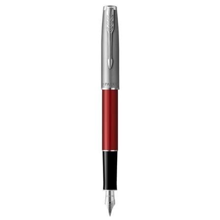 PARKER SONNET RED SANDBLASTED CHROME TRIM FOUNTAIN PEN FINE TB