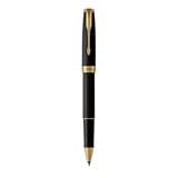 PARKER SONNET MATTE BLACK GOLD TRIM ROLLERBALL PEN HD TB