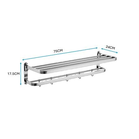 LIVINOX DOUBLE TOWEL SHELF LBA-TR7508A-CH CHROME