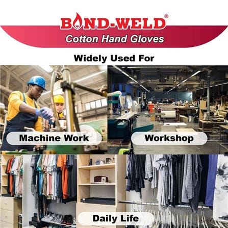 BOND-WELD COTTON HAND GLOVES (+/-300g) 1 DOZEN BLACK B-300DZ