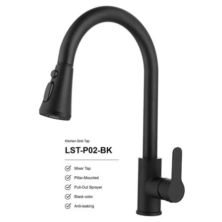 LIVINOX PULL OUT SINK FAUCET LST-P02-BK BLACK