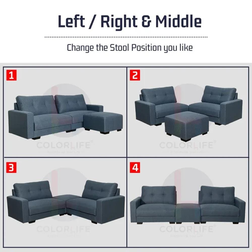 SOFA 4 SEATERS + STOOL GUB TOMO GREY