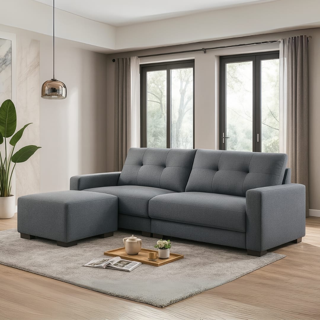 SOFA 4 SEATERS + STOOL GUB TOMO GREY