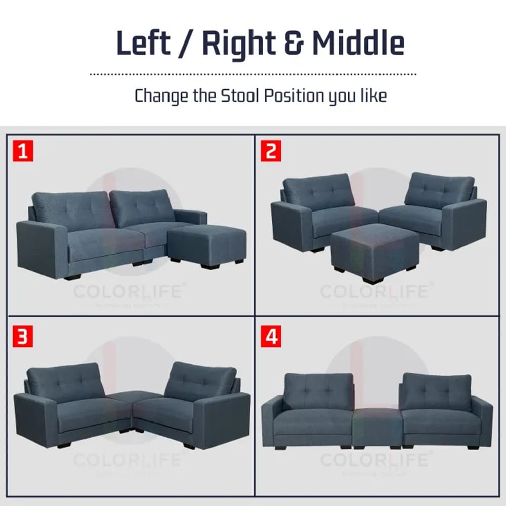 SOFA 4 SEATERS + STOOL GUB TOMO GREY