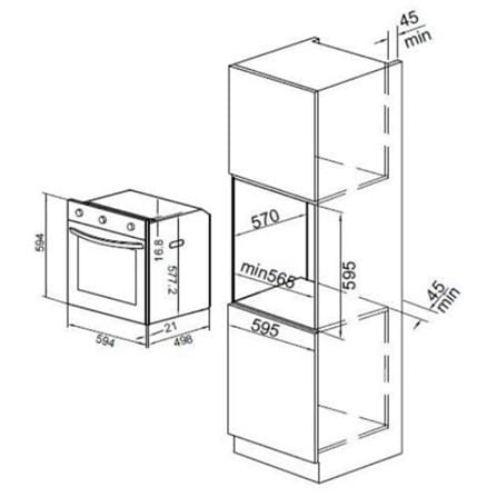 FABER BUILT-IN OVEN FERVIDO FBO-M7F700BK 70LITER 7PROGRAM