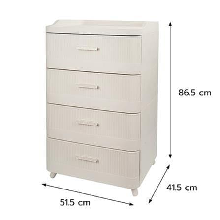 4TIER DRAWER LANA 51.5X41.5X86.5CM WHITE STACKO