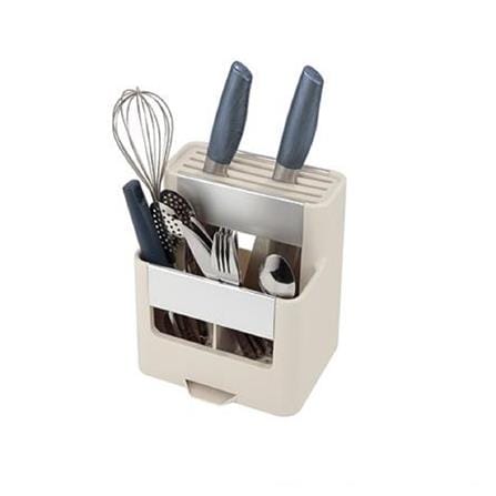 ALUMINIUM PLASTIC CULTERY WITH KNIFE HOLDER KECH NOAR CREAM