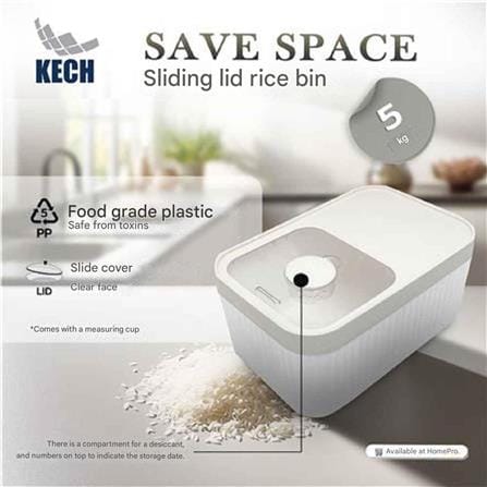 RICE BIN PLASTIC 5KG SAVE SPACE KECH WHITE