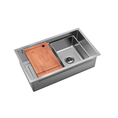 SORENTO BUILT-IN NANOMAGMA MULTIFUNCTIONAL KITCHEN SINK SRTKS7846 78CM 1BOWL SILVER CHROME FINISH STAINLESS STEEL WITH PULL OUT TAP SRTKT71SS