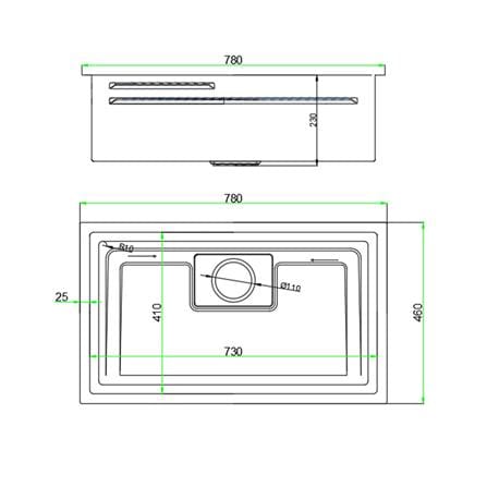 SORENTO BUILT-IN NANOMAGMA MULTIFUNCTIONAL KITCHEN SINK SRTKS7846 78CM 1BOWL SILVER CHROME FINISH STAINLESS STEEL WITH PULL OUT TAP SRTKT71SS