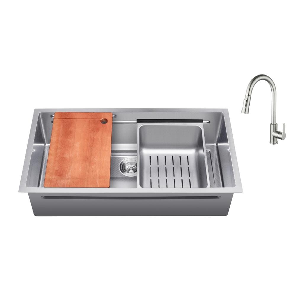 SORENTO BUILT-IN HONEYCOMB MULTIFUNCTIONAL KITCHEN SINK SRTKS8845 88CM 1BOWL CHROME FINISH STAINLESS STEEL WITH PULL OUT TAP SRTKT71SS