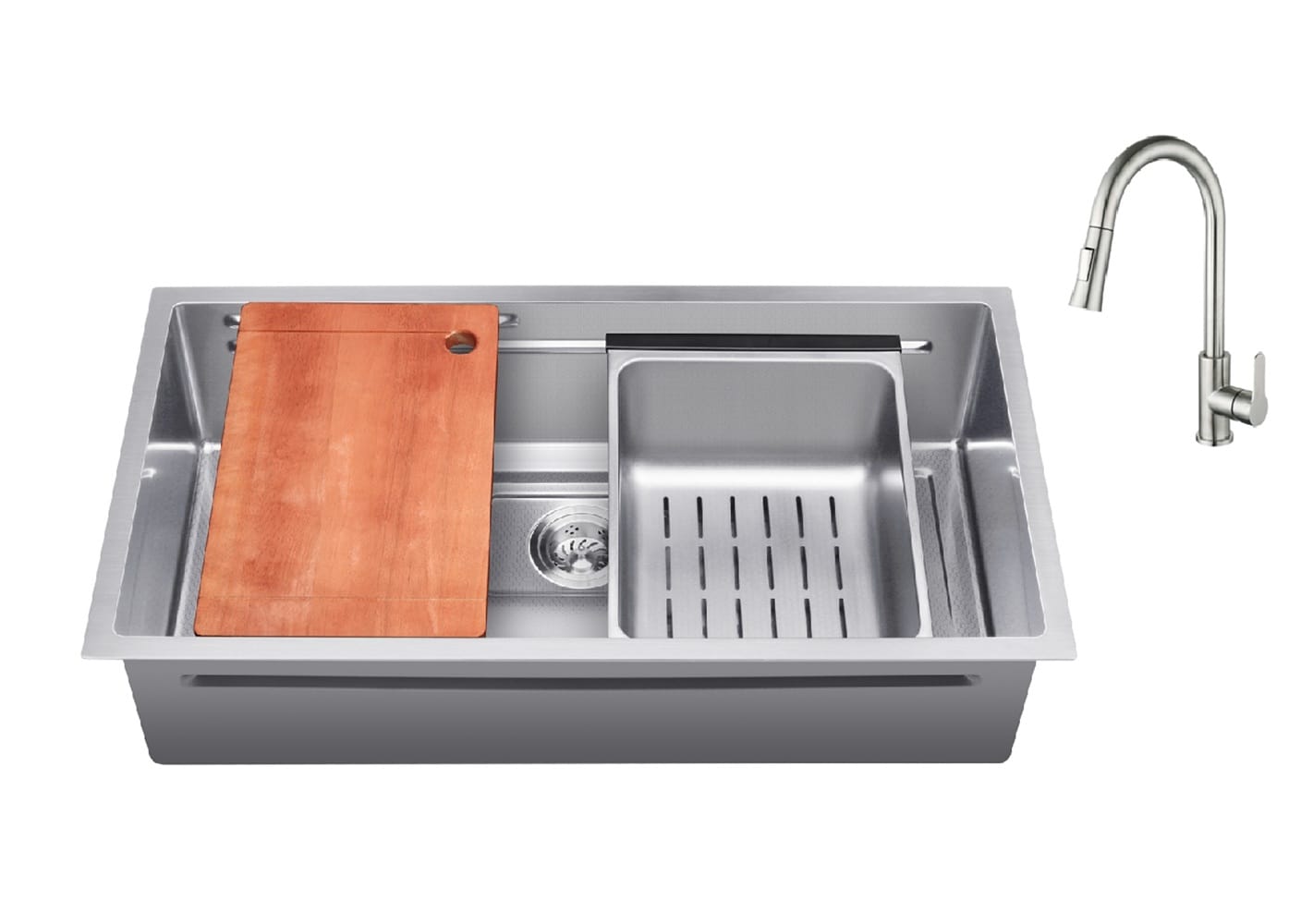 SORENTO BUILT-IN HONEYCOMB MULTIFUNCTIONAL KITCHEN SINK SRTKS8845 88CM 1BOWL CHROME FINISH STAINLESS STEEL WITH PULL OUT TAP SRTKT71SS