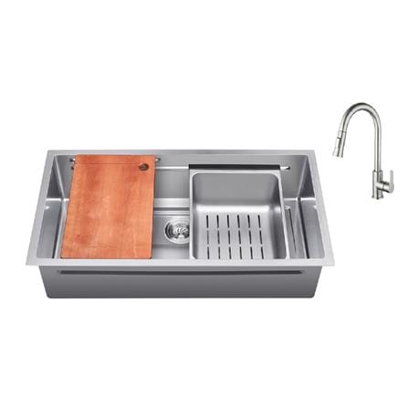 SORENTO BUILT-IN HONEYCOMB MULTIFUNCTIONAL KITCHEN SINK SRTKS8845 88CM 1BOWL CHROME FINISH STAINLESS STEEL WITH PULL OUT TAP SRTKT71SS