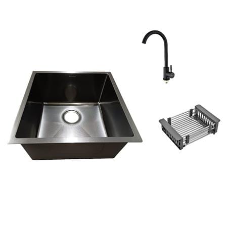 CABANA BUILT-IN HONEYCOMB KITCHEN SINK CKS6447-BL 44CM BLACK 1BOWL STAINLESS STEEL WITH FAUCET CB1530SS-BL-DIY