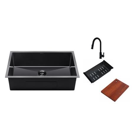 SORENTO BUILT-IN HONEYCOMB KITCHEN SINK SRTKS8047-BL 80CM 1BOWL BLACK STAINLESS STEEL WITH PULL OUT TAP SRTKT71SS-BL