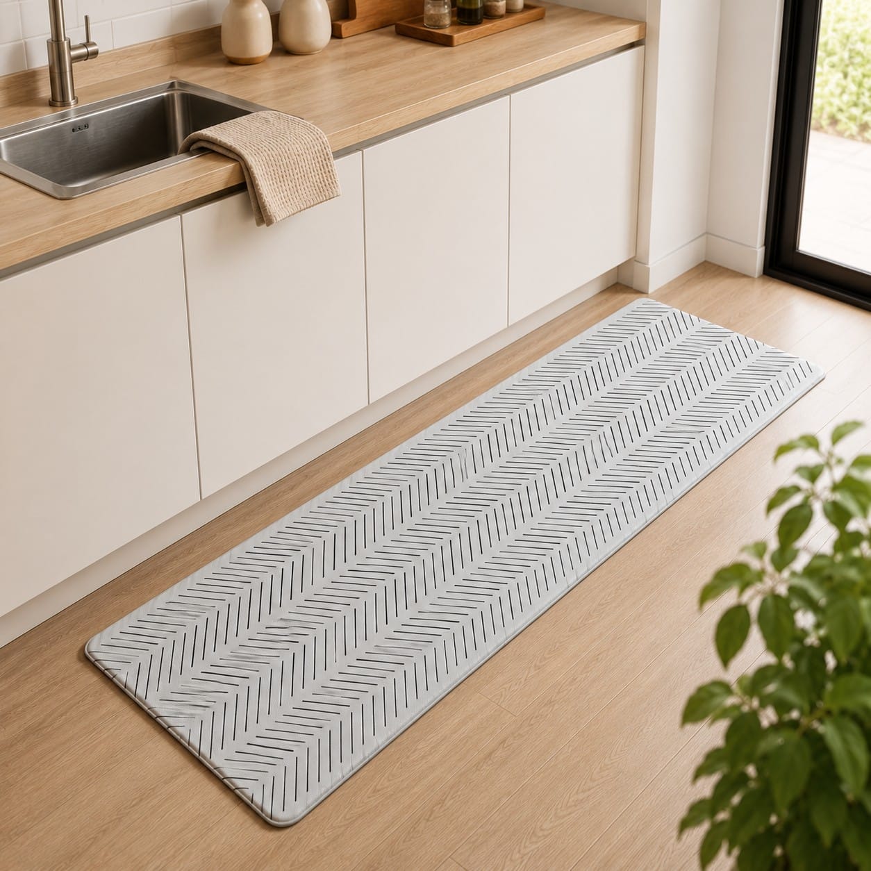 HOME LIVING STYLE KITCHEN MAT AUDREY ABSTRACT 44X120CM WHITE
