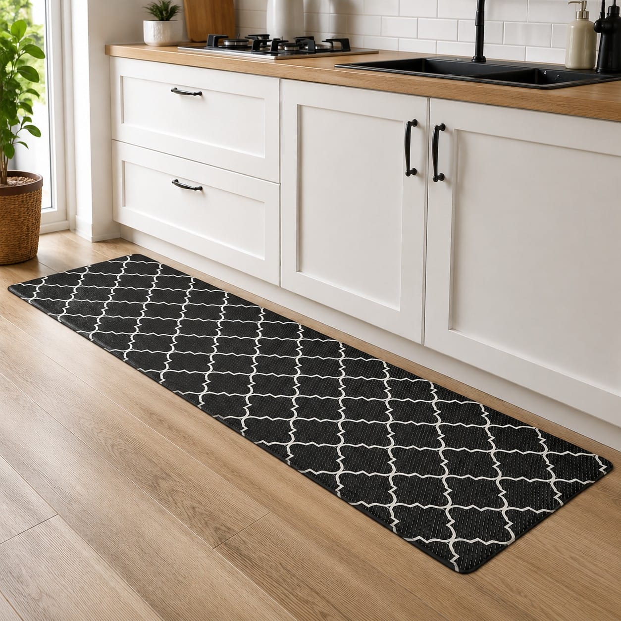 HOME LIVING STYLE KITCHEN MAT AUDREY GEOMETRIC 44X120CM BLACK