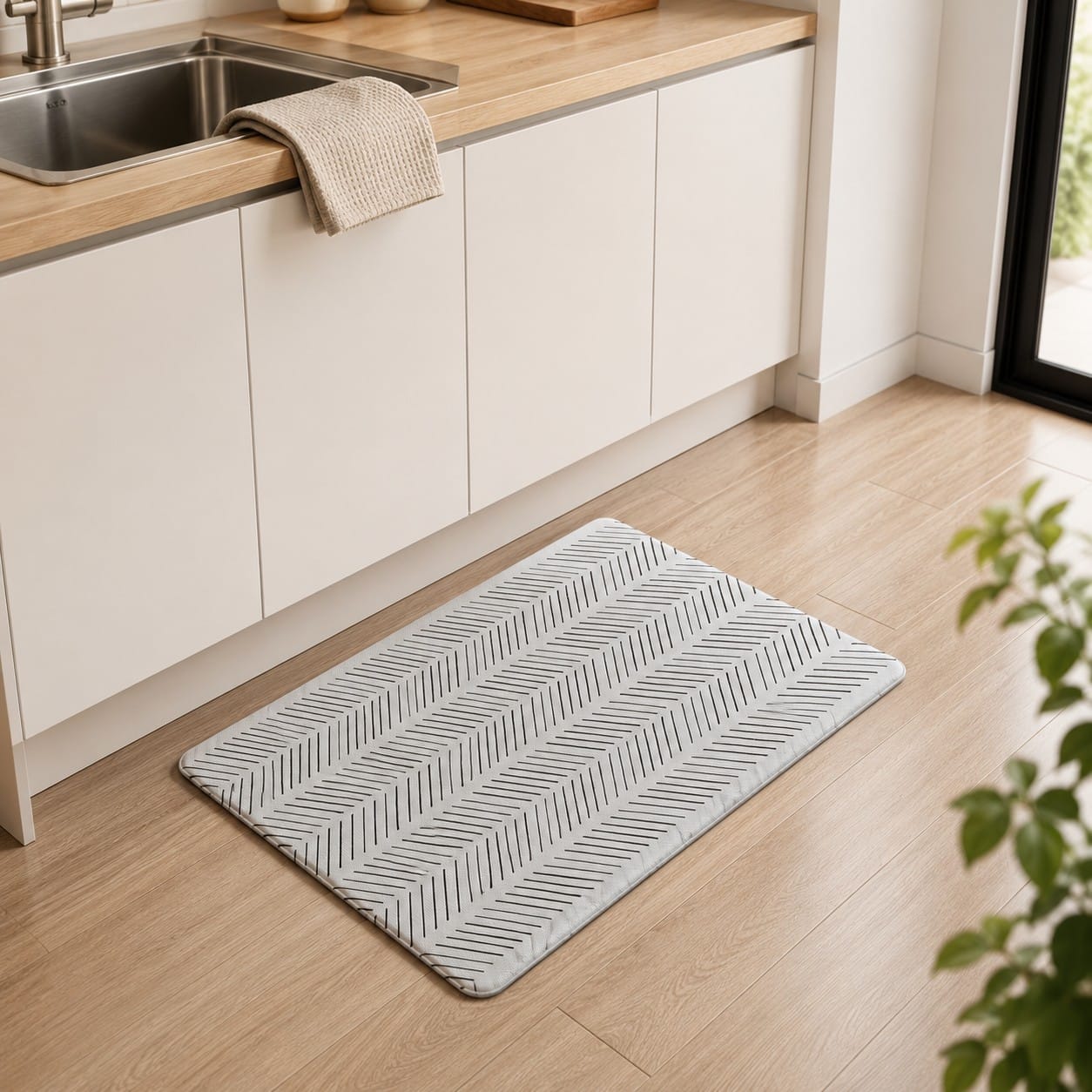 HOME LIVING STYLE KITCHEN MAT AUDREY ABSTRACT 44X70CM WHITE