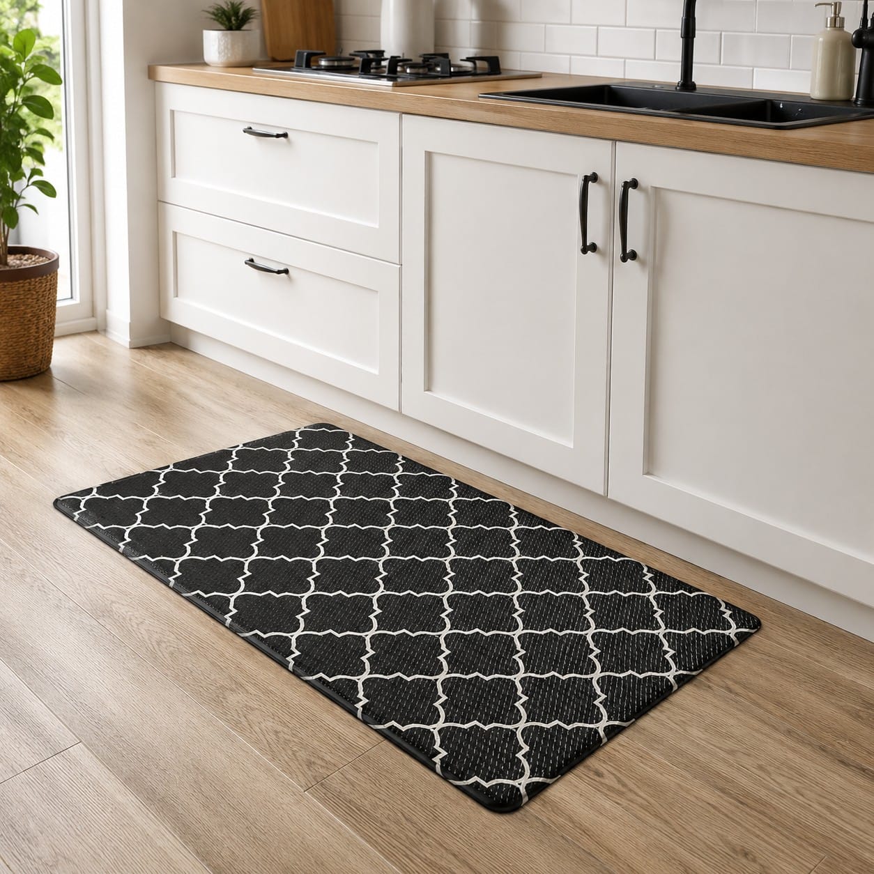 HOME LIVING STYLE KITCHEN MAT AUDREY GEOMETRIC 44X70CM BLACK