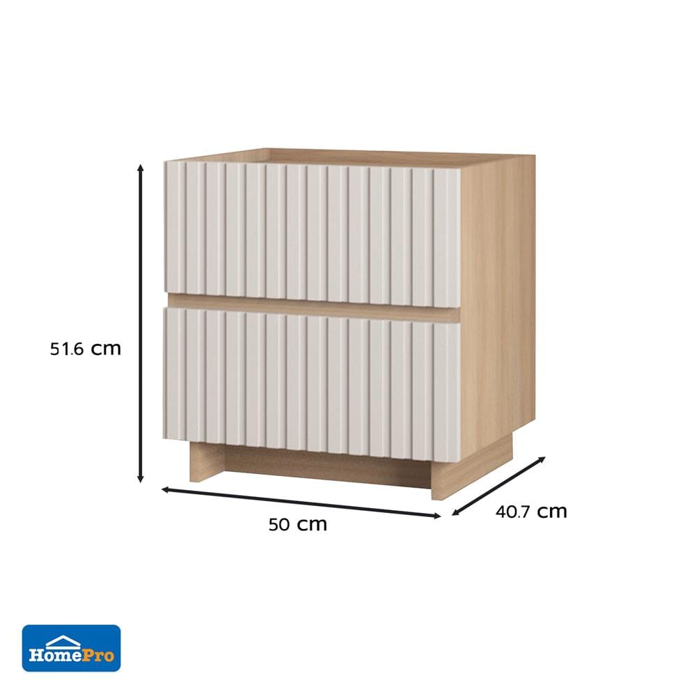 NIGHTSTAND FURDINI RIPPLE 50CM GREY OAK/CREAM
