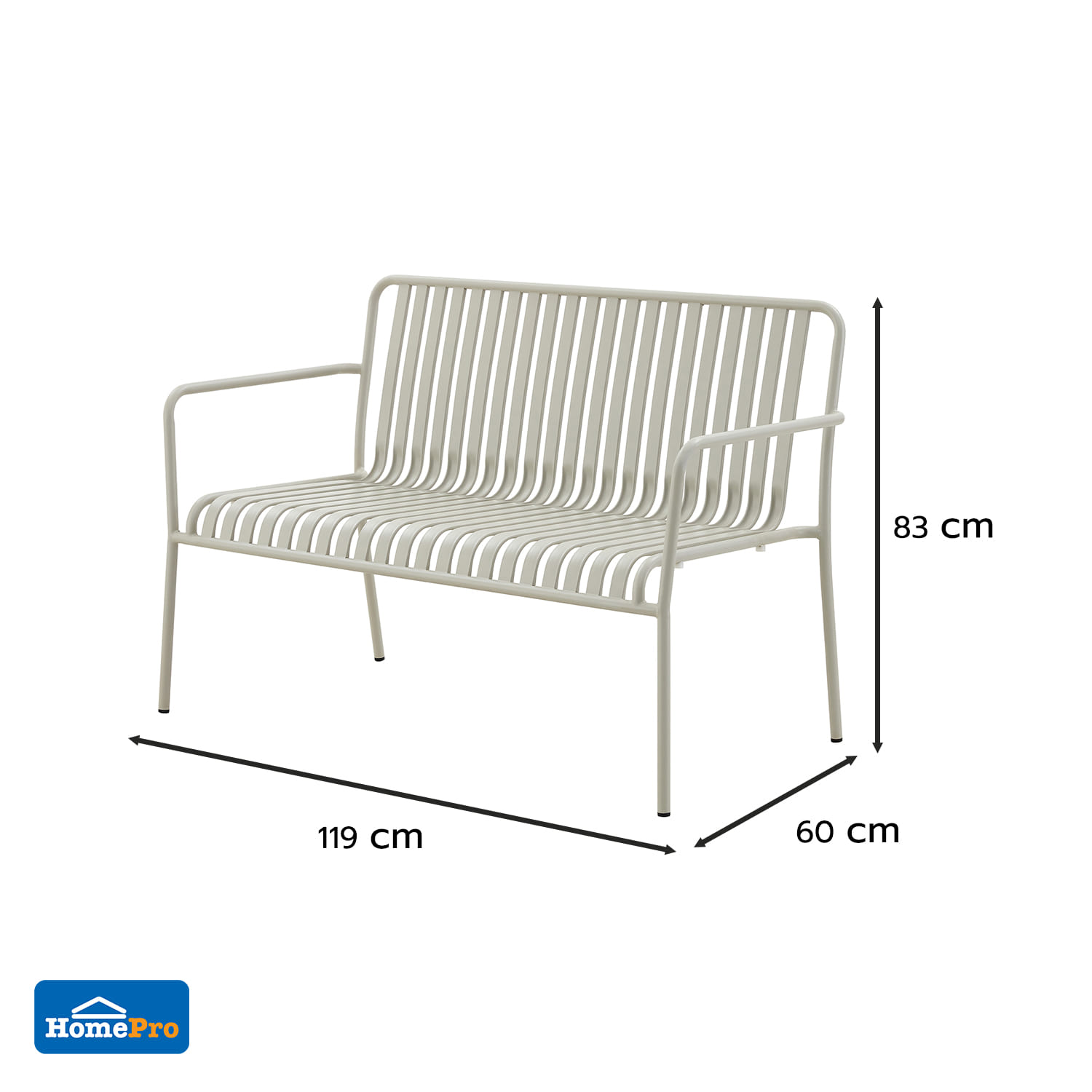 STEEL PATIO BENCH SPRING MAVIN BEIGE