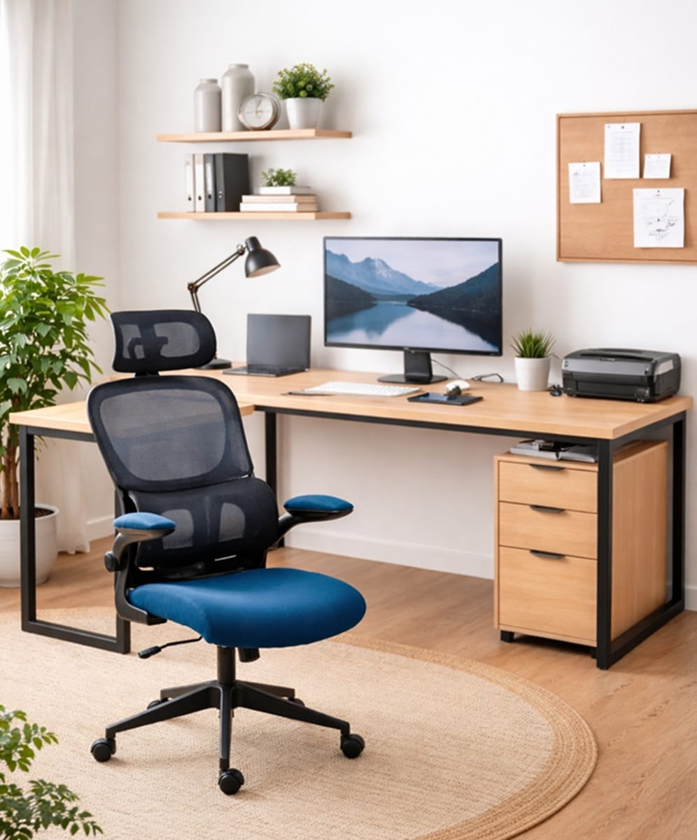 OFFICE CHAIR FURDINI 8375H BLACK/BLUE