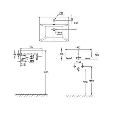 AMERICAN STANDARD ACACIA EVOLUTION WALL HUNG WASHBASIN CL0507I-6DAMYLWW