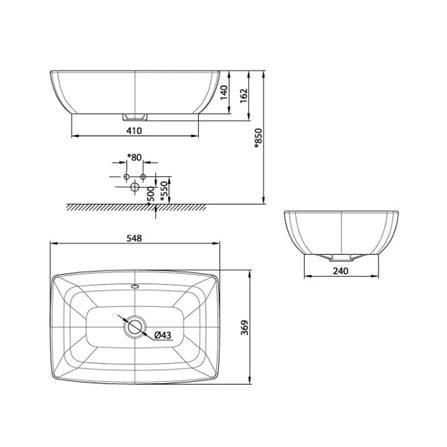 AMERICAN STANDARD MILANO WASHBASIN CCASF650-1000410M0 WHITE