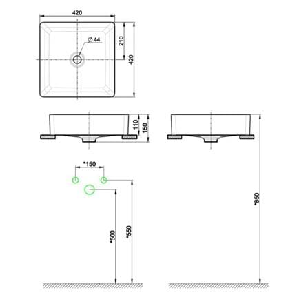 AMERICAN STANDARD ACACIA SUPASLEEK WASHBASIN CCASF411-1000410M0 SQ