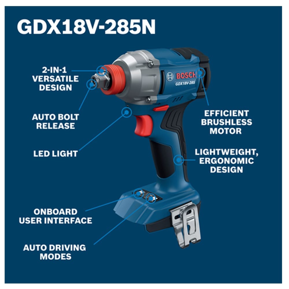 BOSCH 18V CORDLESS IMPACT DRIVER/WRENCH GDX18V-285 SOLO