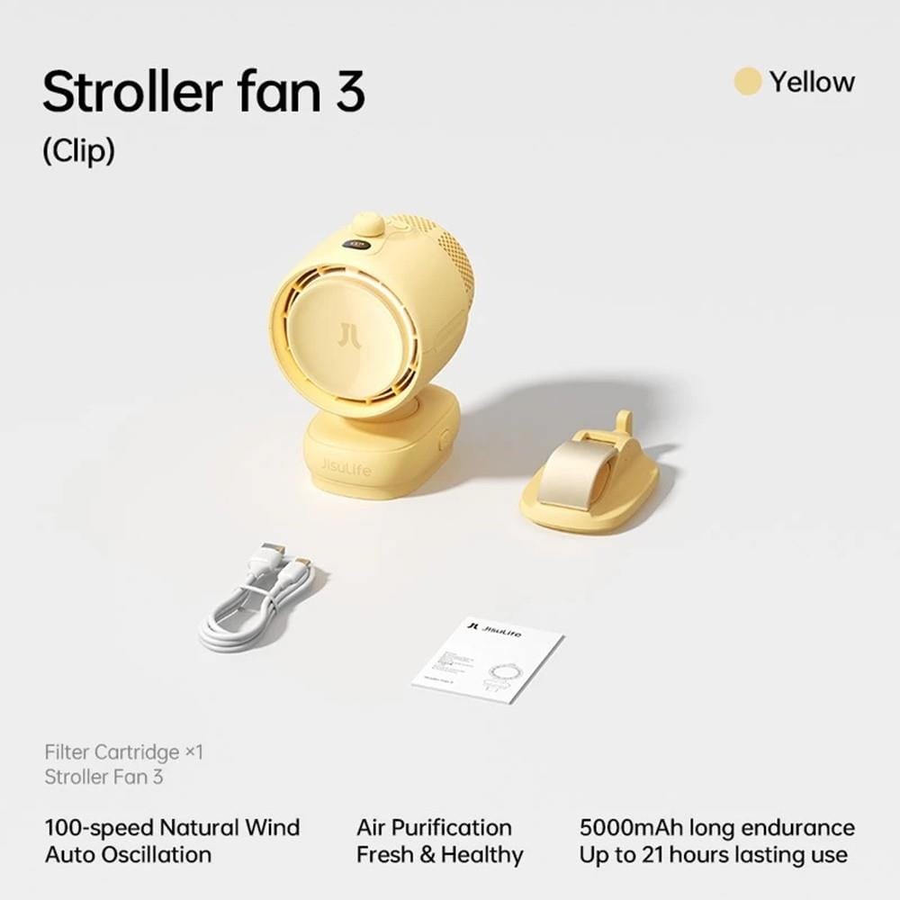 JISULIFE STROLLER FAN 3 CLIP-YELLOW FSL03R-YW
