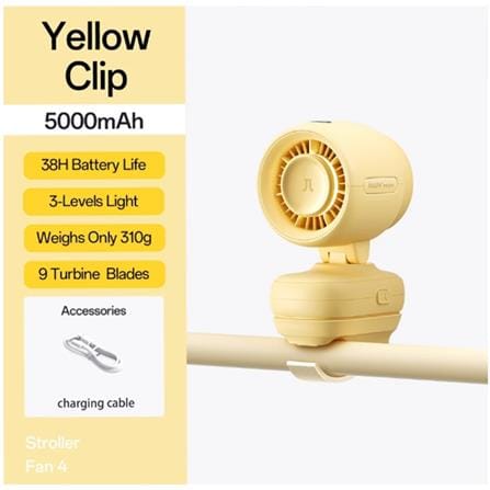 JISULIFE STROLLER FAN 3 CLIP-YELLOW FSL03R-YW