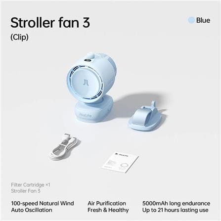 JISULIFE STROLLER FAN 3 CLIP-BLUE FSL03R-BL