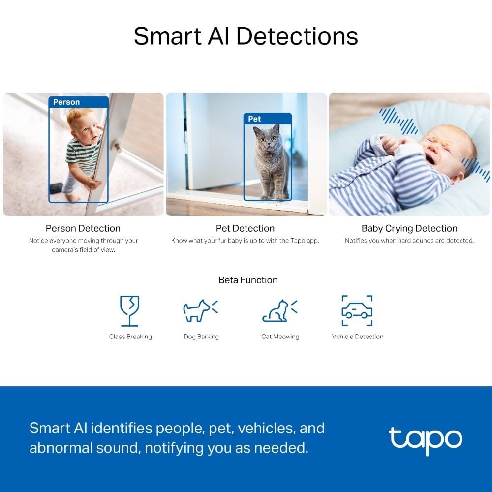 TP-LINK PAN/TILT AI WI-FI HOME SECURITY CAMERA C230 WHITE