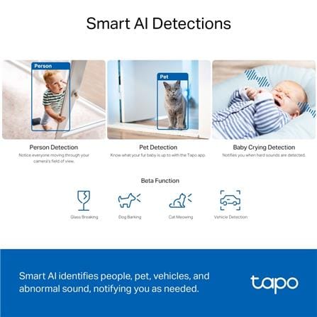 TP-LINK PAN/TILT AI WI-FI HOME SECURITY CAMERA C230 WHITE