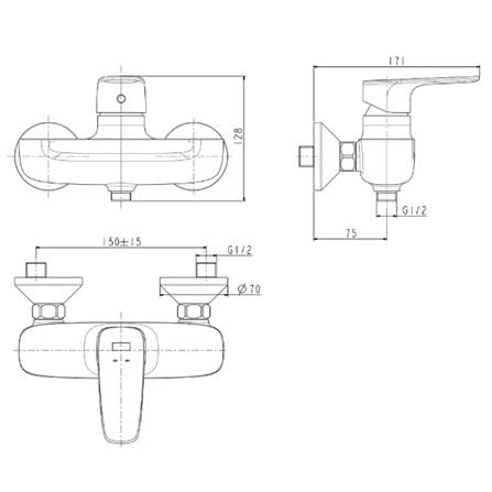 AMERICAN STANDARD SIGNATURE EXPOSED SHOWER MIXER FFAS1712-709500BC0