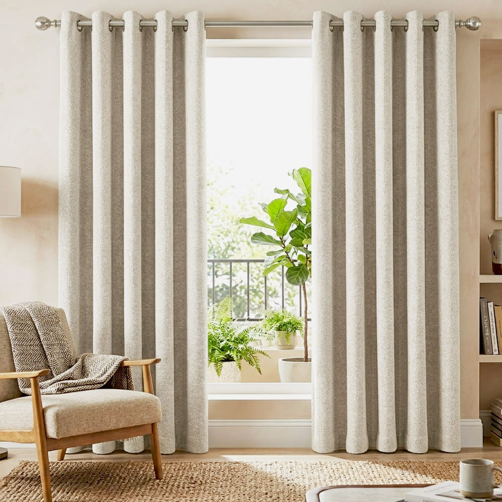 HOME LIVING STYLE CURTAIN EYELET OLIVER 180X250CM BROWN