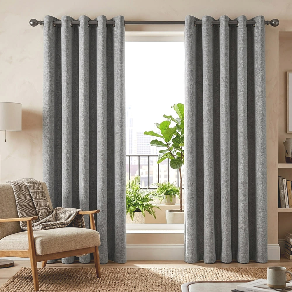 HOME LIVING STYLE BLACK OUT CURTAIN EYELET OLIVER 180X250CM GRAY