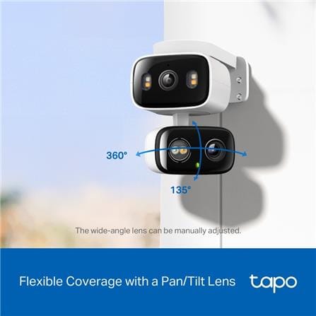TP-LINK INDOOR/OUTDOOR DUAL LENS PAN/TILT WIFI HOME SECURITY CAMERA C246D WHITE